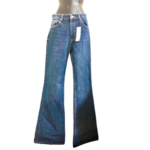 Zara flare leg high rise hi waist‎ hi rise full length jeans size 34/2 new - Picture 14 of 16